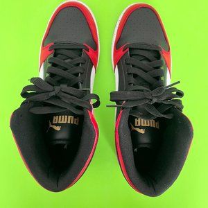 Puma Rebound Layup Interest High-Top Sneakers Red/White/Black/Gold Size 12